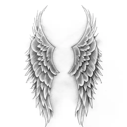 angel wings with 1968-2007 written between  tattoo design idea
