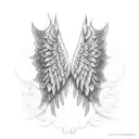 horizontal long angel wings tattoo design idea