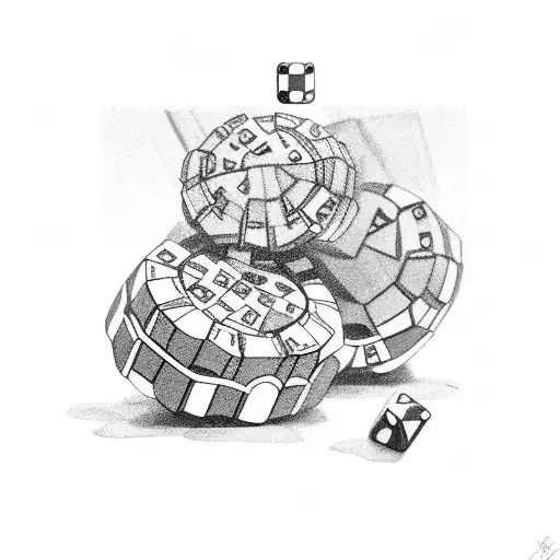 domino pieces and number 21 tattoo design idea