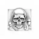 skeleton drinking wine tattoo design idea