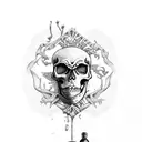 skeleton drinking wine tattoo design idea