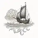 Viking boat raiding tattoo design idea