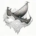 Viking boat raiding tattoo design idea