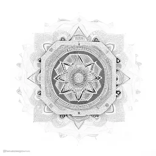 A dotwork mandala featuring iconic landmarks from around the world, representing your passion for travel and your eye for detail as an interior designer tattoo design idea
