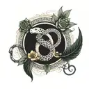 ouroboros snake eating its own tail in infinity shape. flower of life design background tattoo design idea