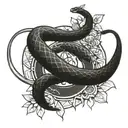 ouroboros snake eating its own tail in infinity shape. flower of life design background tattoo design idea