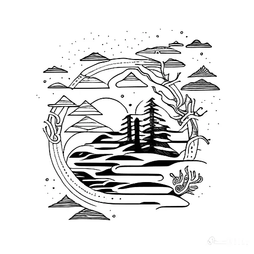 woods and the word wander tattoo design idea