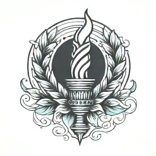 laurel wreath and torch tattoo design idea