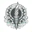 laurel wreath and torch tattoo design idea