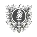 laurel wreath and torch tattoo design idea