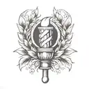 laurel wreath and torch tattoo design idea