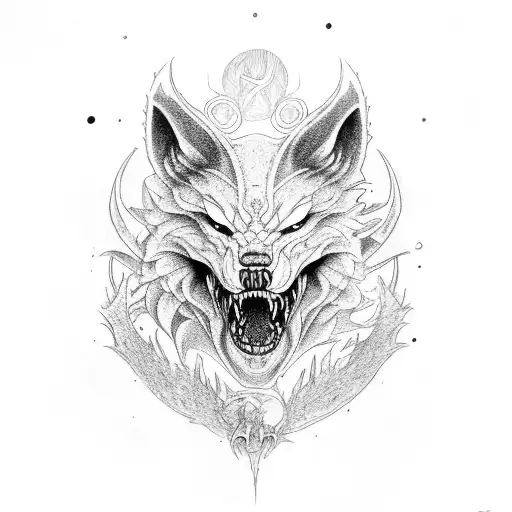 Fenrir figthing with Jormungand tattoo design idea