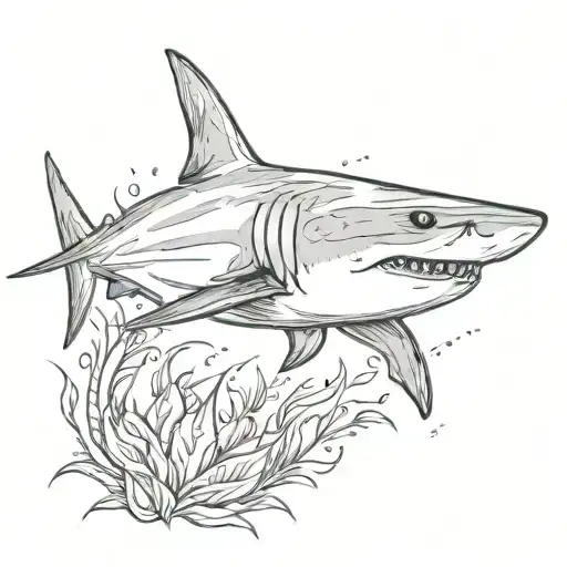 simple traditional shark swimming tattoo design idea
