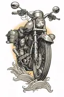 motorcycle speeding sunset melting tattoo design idea