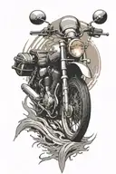 motorcycle speeding sunset melting tattoo design idea