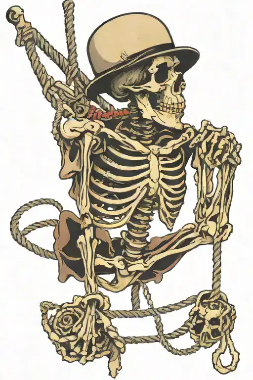 skeleton with noose tattoo design idea