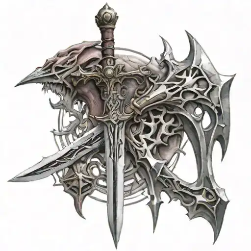 aatrox sword and tech oracy  tattoo design idea