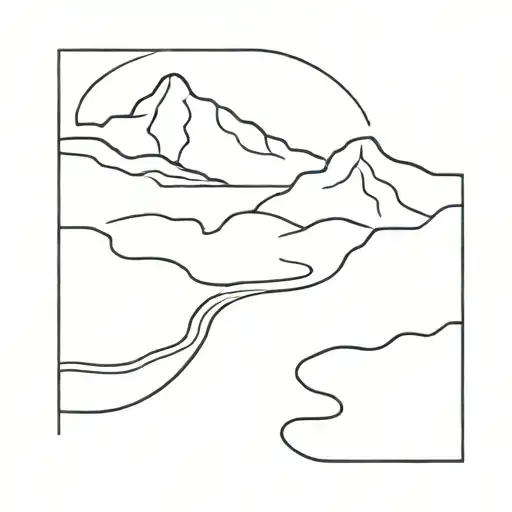 a bend in a river flowing through the desert that dissappears eventually  tattoo design idea