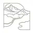 a bend in a river flowing through the desert that dissappears eventually  tattoo design idea