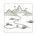 a bend in a river flowing through the desert that dissappears eventually  tattoo design idea