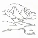 a bend in a river flowing through the desert that dissappears eventually  tattoo design idea