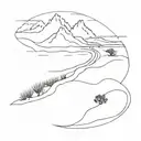 a bend in a river flowing through the desert that dissappears eventually  tattoo design idea