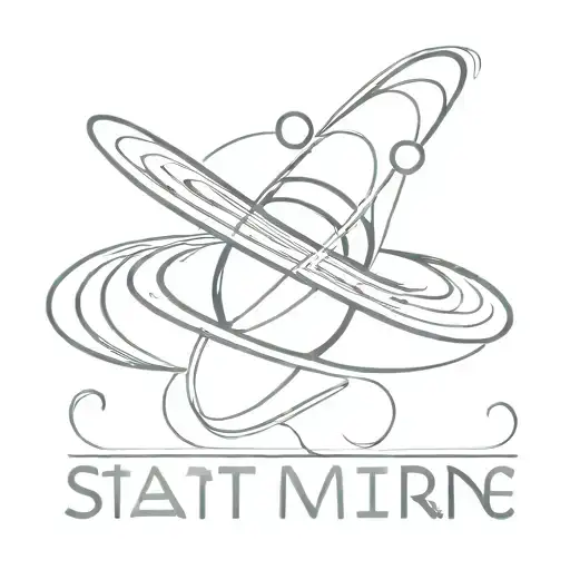 saturn and heart with word mine tattoo design idea