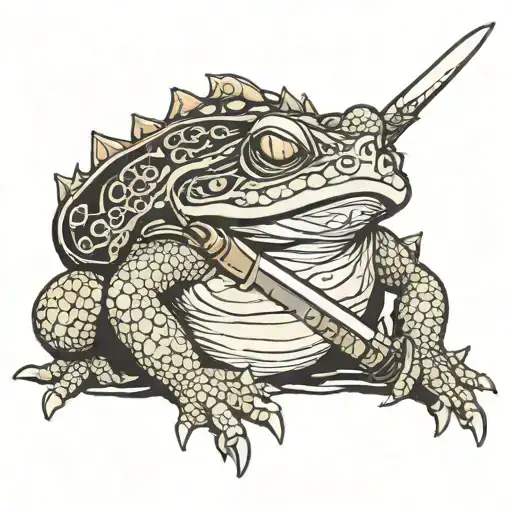 Japanese giant sword toad   tattoo design idea