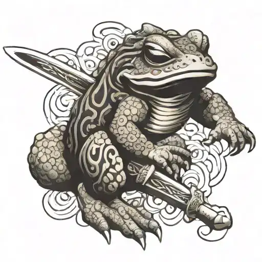 Japanese giant sword toad   tattoo design idea