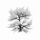 Mystical Azores island landscape with a flowering pear tree tattoo design idea