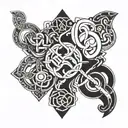 Stoic symbols intertwined tattoo design idea
