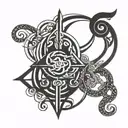 Stoic symbols intertwined tattoo design idea