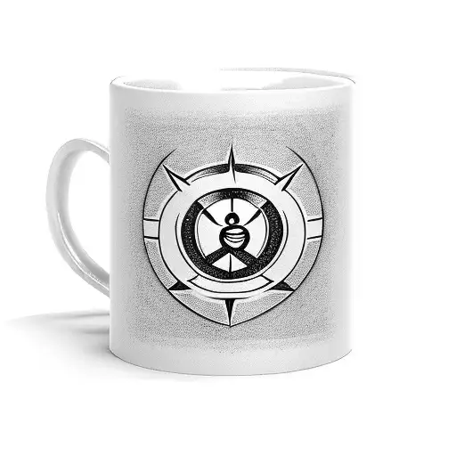 Coffee mug with smoke forming friendship symbol tattoo design idea
