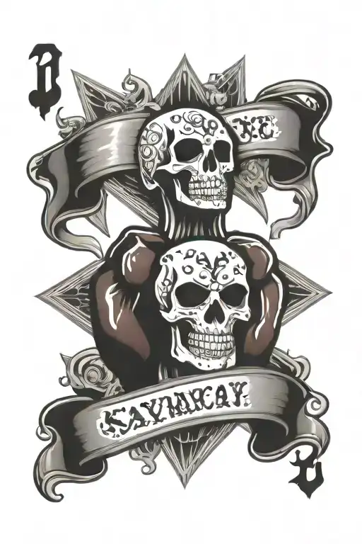 boxing glove  dice playing cards scary skull tattoo design idea
