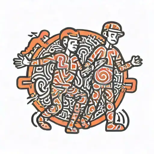 a man and woman in the style of Keith Haring.   tattoo design idea