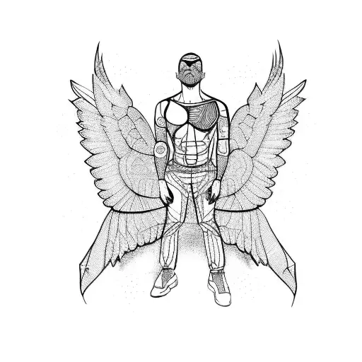 falling man, wings  tattoo design idea