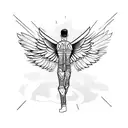 falling man, wings  tattoo design idea