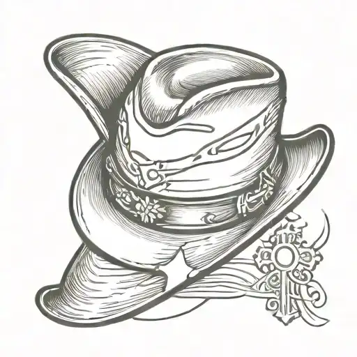 cowboy hat on cross  tattoo design idea