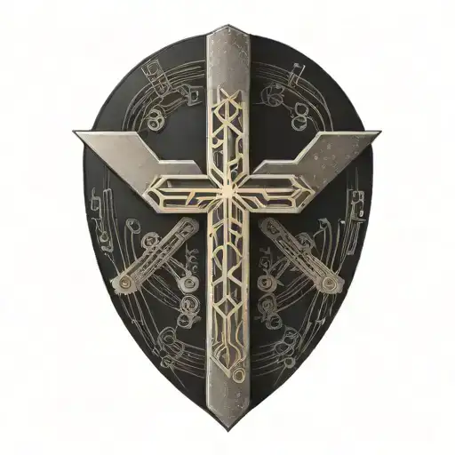 A tattoo of a cross intertwined with electrical circuitry, symbolizing the client's faith and occupation as an electrical engineer tattoo design idea