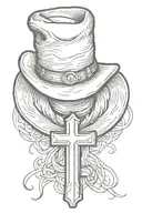 cowboy hat hanging on a cross  tattoo design idea