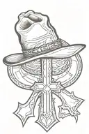 cowboy hat hanging on a cross  tattoo design idea