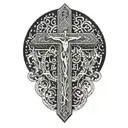 A tattoo of a cross intertwined with electrical circuitry, symbolizing the client's faith and occupation as an electrical engineer tattoo design idea