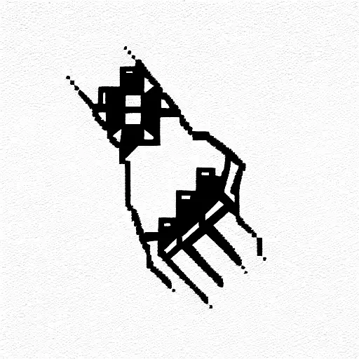 Ukrainian symbols, pixel style, black and khaki colors tattoo design idea