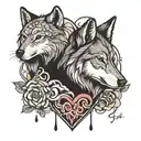 wolf, brain ,heart tattoo design idea