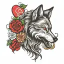 wolf, brain ,heart tattoo design idea