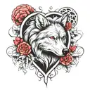 wolf, brain ,heart tattoo design idea
