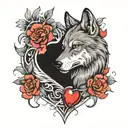wolf, brain ,heart tattoo design idea