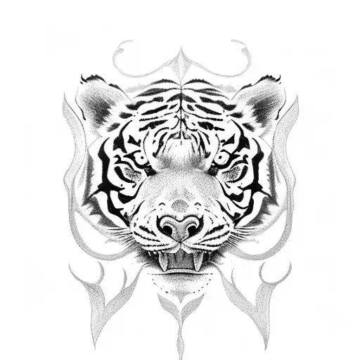 a lily, a violet, and a lotus with a tiger, snake, rooster, horse, and pig tattoo design idea