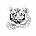  a lily, a violet, and a lotus with a tiger, snake, rooster, horse, and pig tattoo design idea