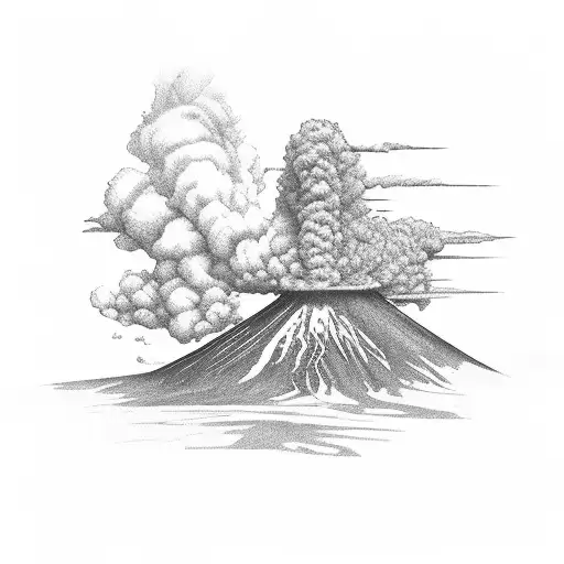 volcano profile with italian flag colours tattoo design idea